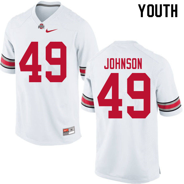 Ohio State Buckeyes Xavier Johnson Youth #49 White Authentic Stitched College Football Jersey